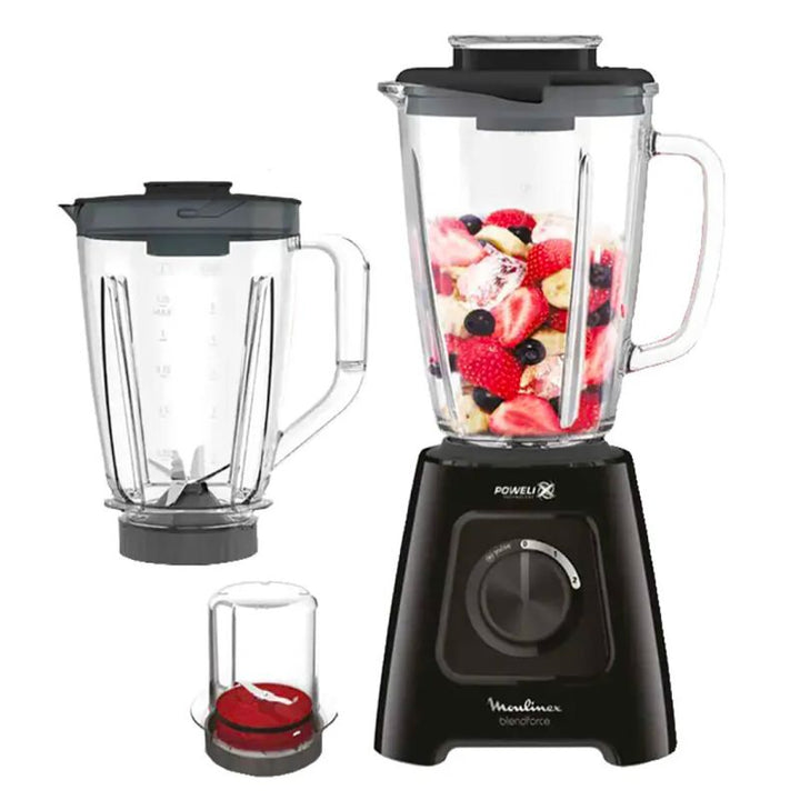 BLENDER BOL EN PLASTIQUE 2L 600W 2V 1ACC + BOL EN VERRE GRATUIT NOIR LM42R810 Moulinex