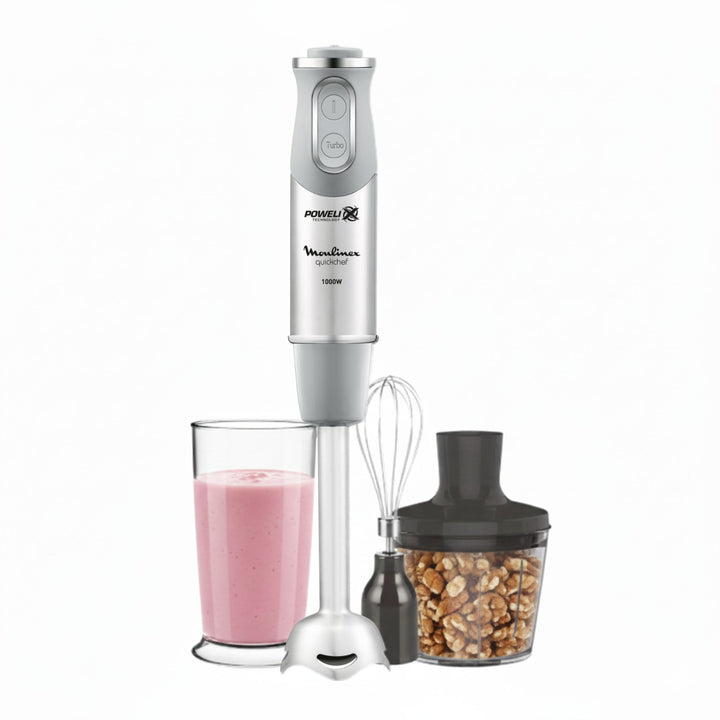 MIXEUR PLONGEANT QUICKCHEF 1000W 10V PIEDS INOX +ACC GRIS/SILVER DD655D10 Moulinex