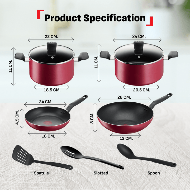 Batterie de cuisine 9 pièces Super Cook rouge B460S984 Tefal