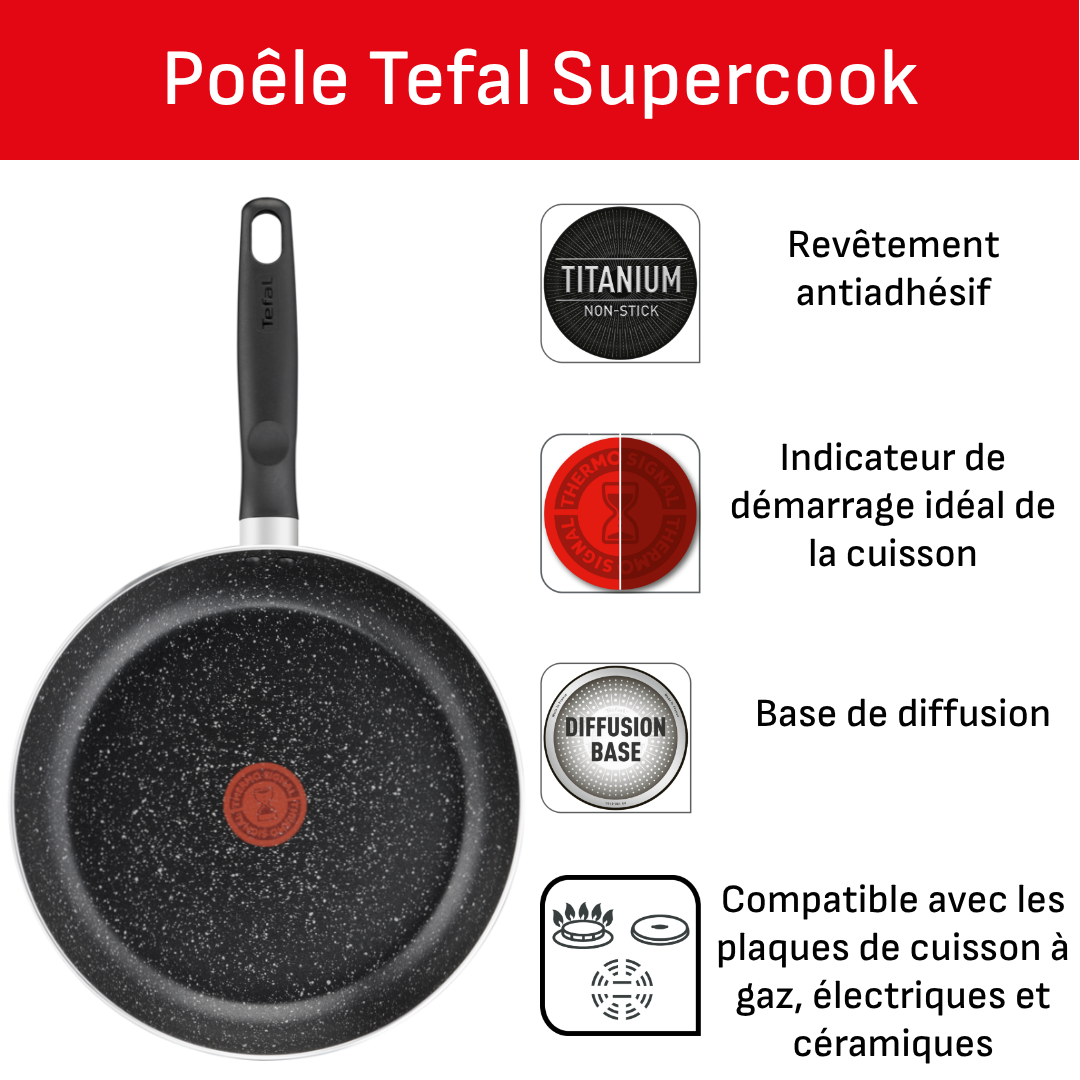 Batterie de cuisine Dark Stone 9 pièces B491S985 Tefal