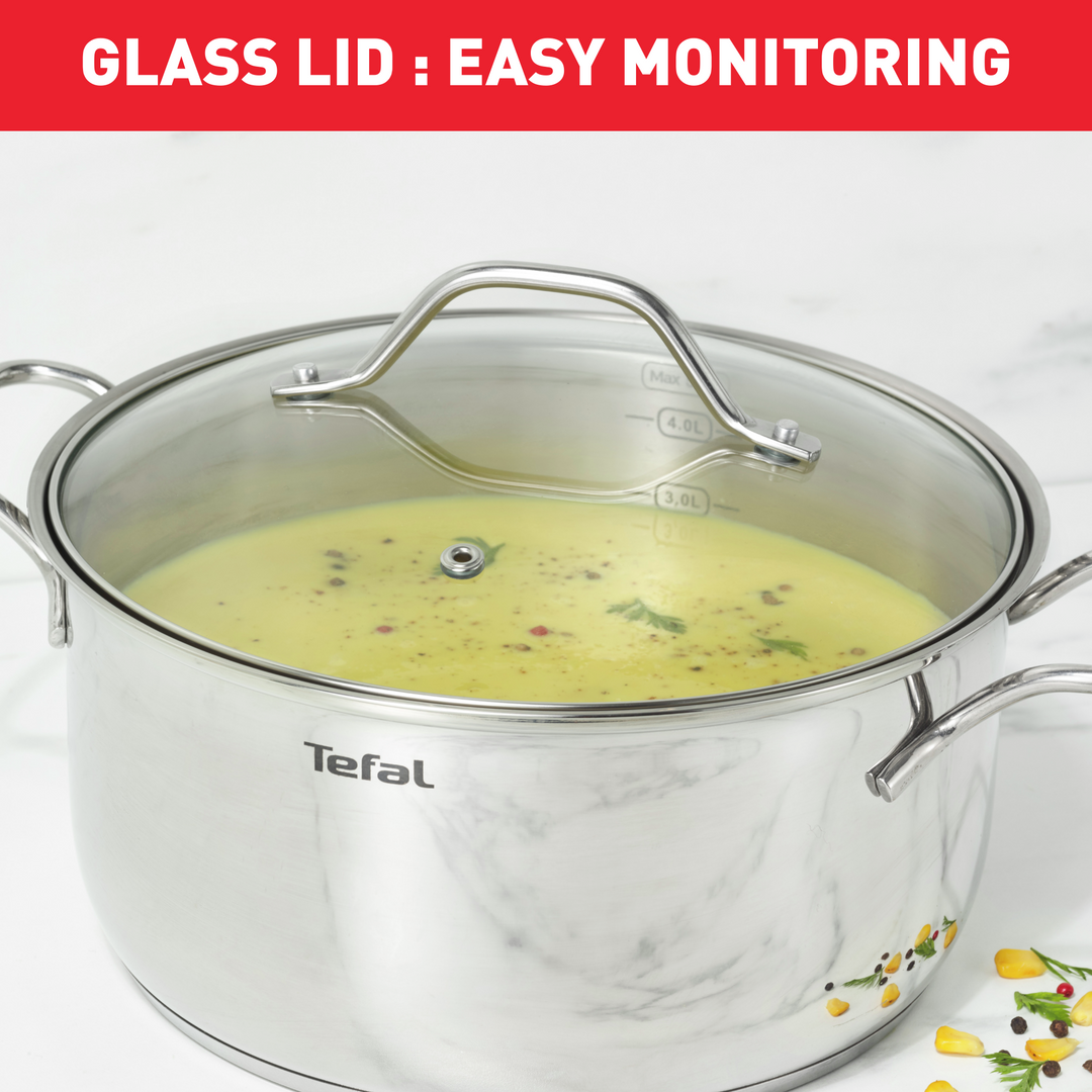 FAITOUT INOX NR 24CM+COUV EN VERRE INTUITION B8644674 Tefal