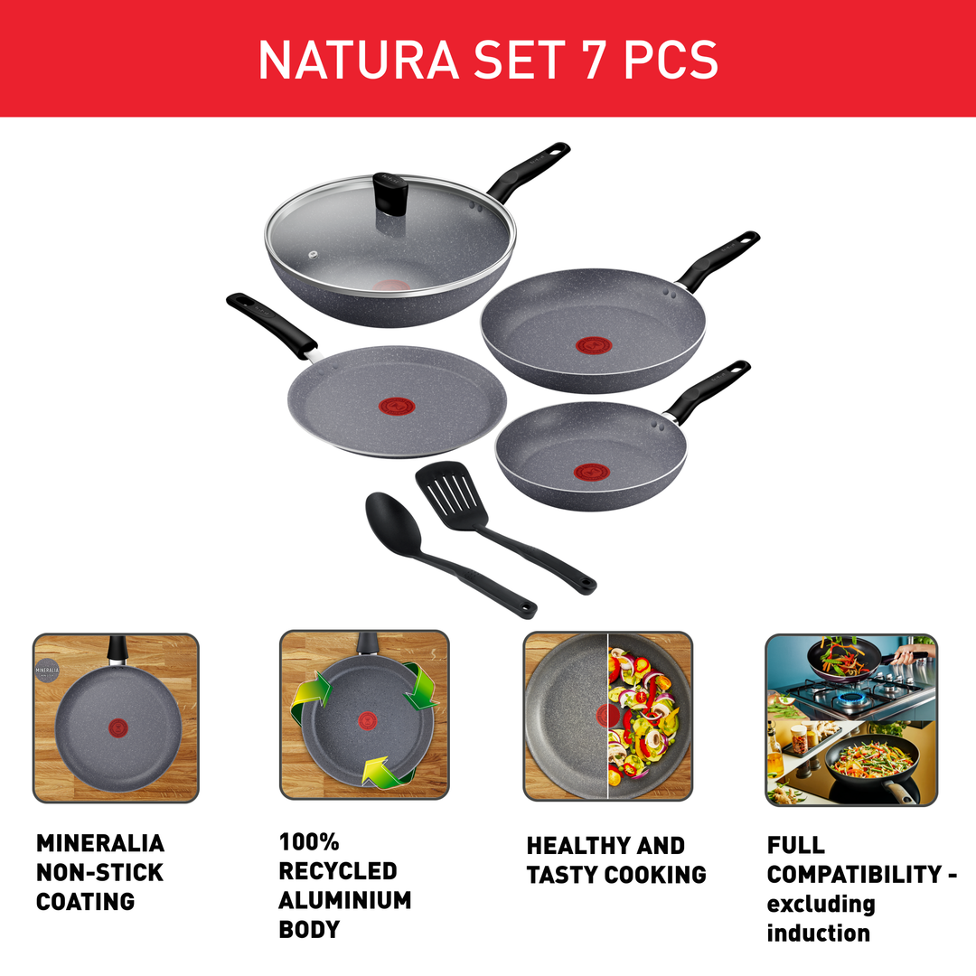 SET 7PCS NATURA MARBLE GRIS B867S785 Tefal