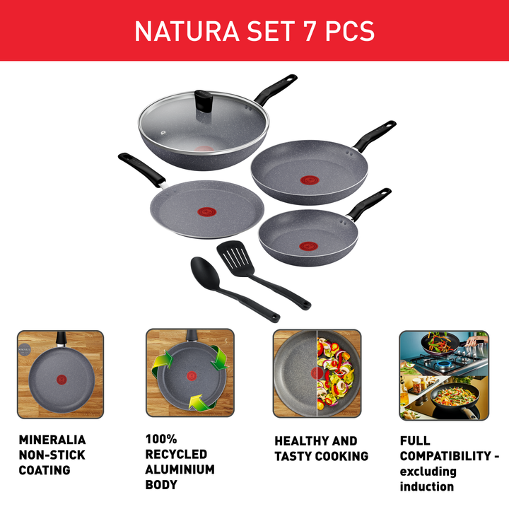 SET 7PCS NATURA MARBLE GRIS B867S785 Tefal