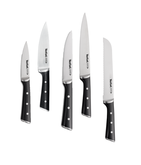 PACK COUTEAU OFFICE 9CM K2320514 +COUTEAU CUISINE 11CM K2320914 +COUTEAU CHEF 15CM +COUV K2320324+COUTEAU PAIN 20CM K2320414 +COUTEAU SLICING 20CM K2320714 - ICE FORCE TEFAL