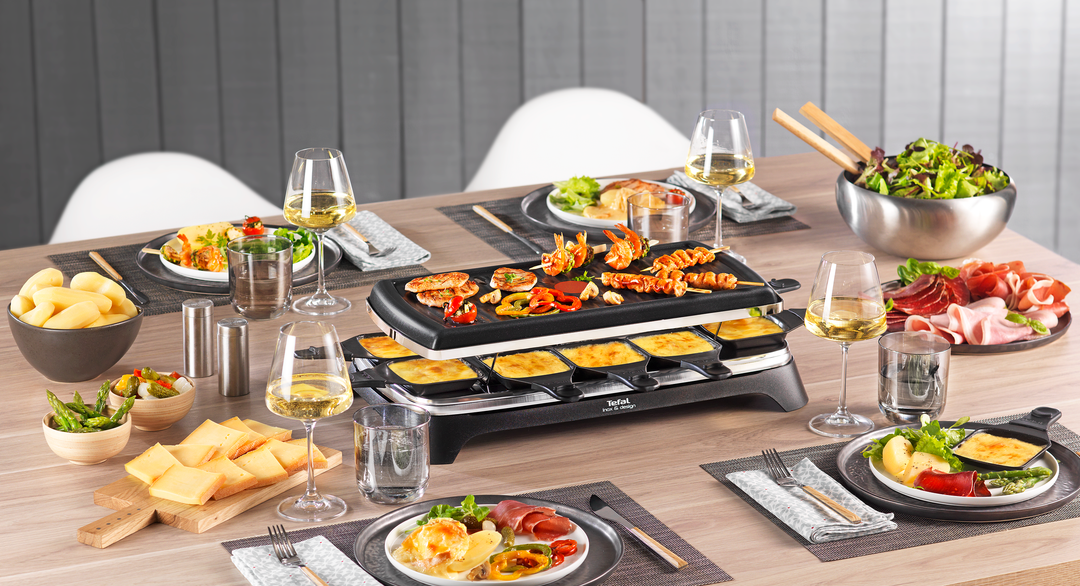 RACLETTE PIERRADE GRILL INOX 1350W 10 COUPELLES  3EN1 RE45A812 Tefal
