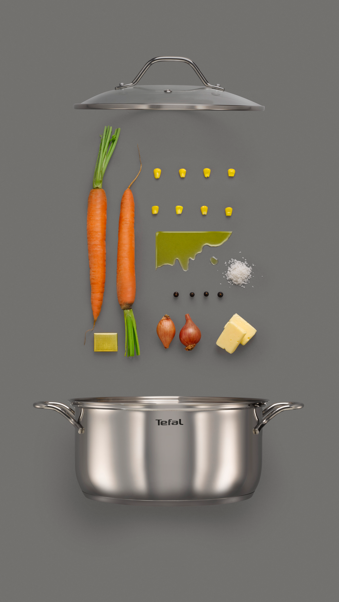 FAITOUT INOX NR 24CM+COUV EN VERRE INTUITION B8644674 Tefal