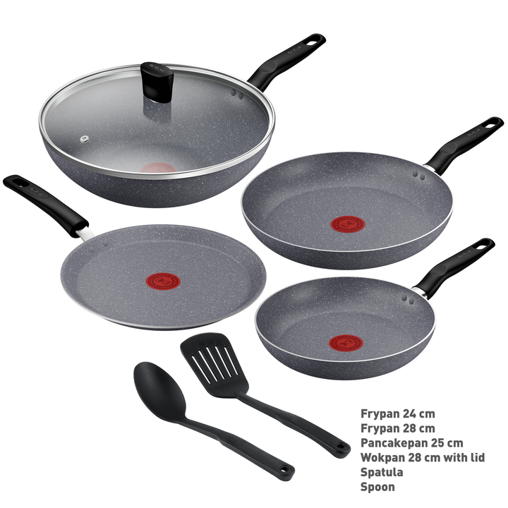 SET 7PCS NATURA MARBLE GRIS B867S785 Tefal