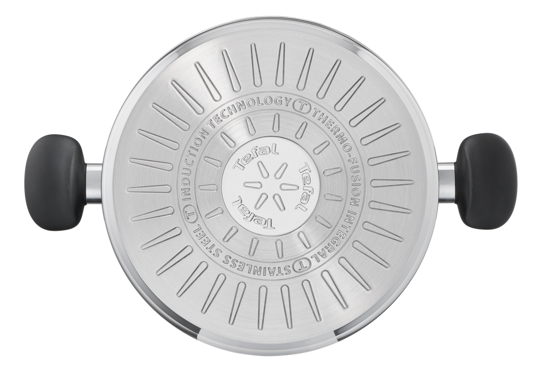 SET 6 PIECES PRIMARY INOX Casserole 16 cm + Faitouts 18/20 cm + couvercles en verre E308S674 Tefal