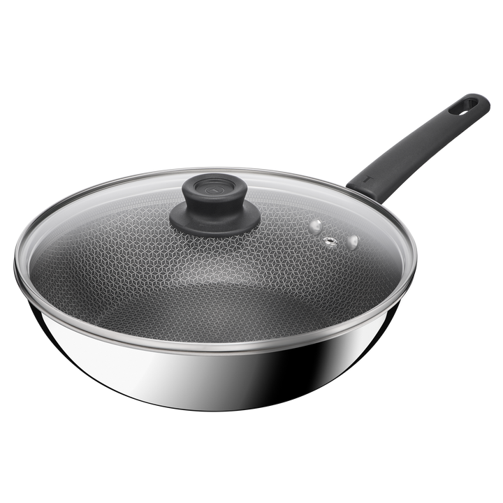 WOK 28CM +COUV EMERIL 3PLY G7 POWER INOX E3411655 Tefal