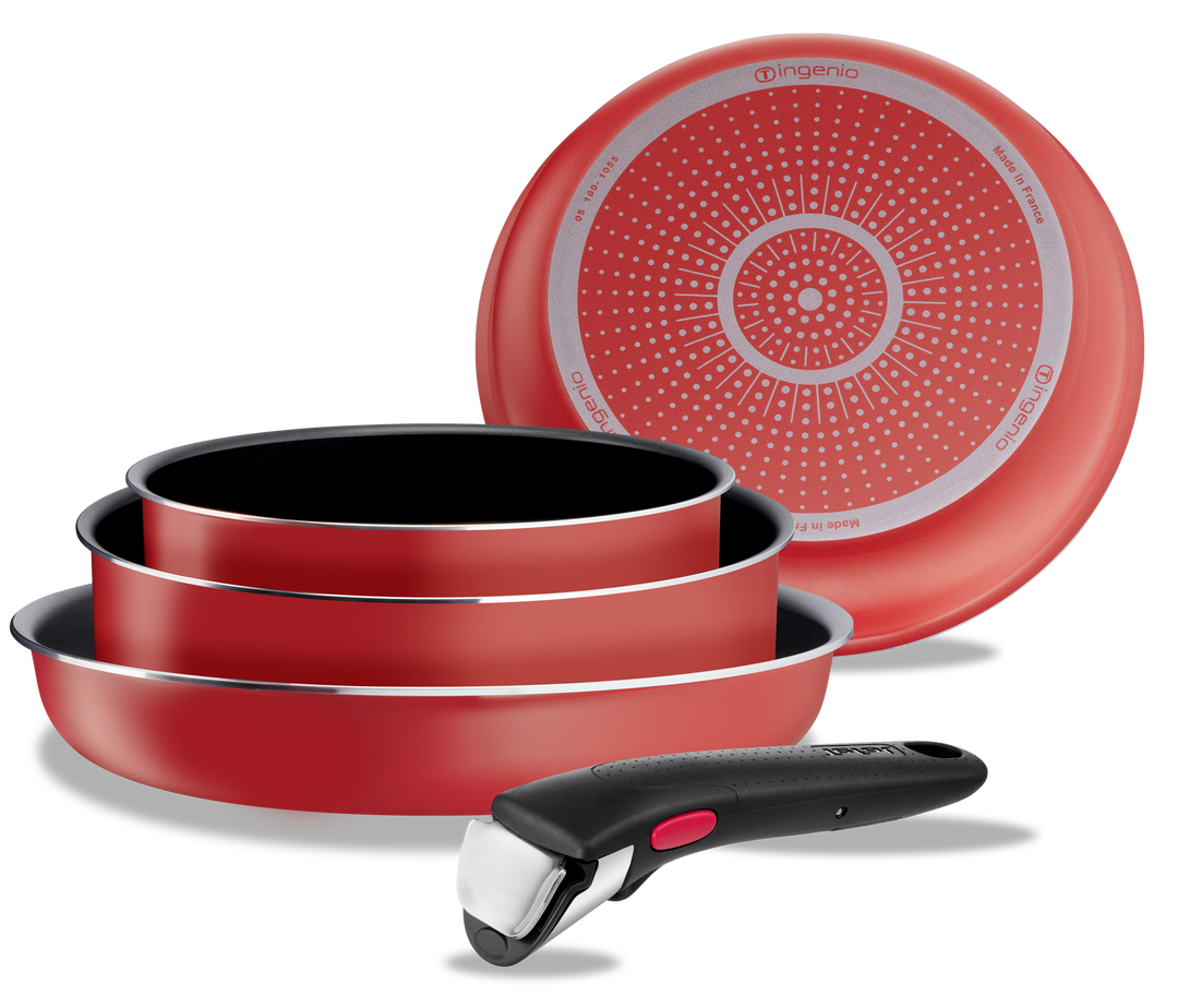 BATTERIE DE CUISINE 9P INGENIO EASY C&amp;C ROUGE L1529202 Tefal