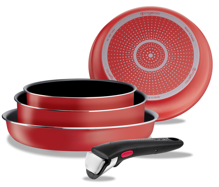 BATTERIE DE CUISINE 9P INGENIO EASY C&amp;C ROUGE L1529202 Tefal