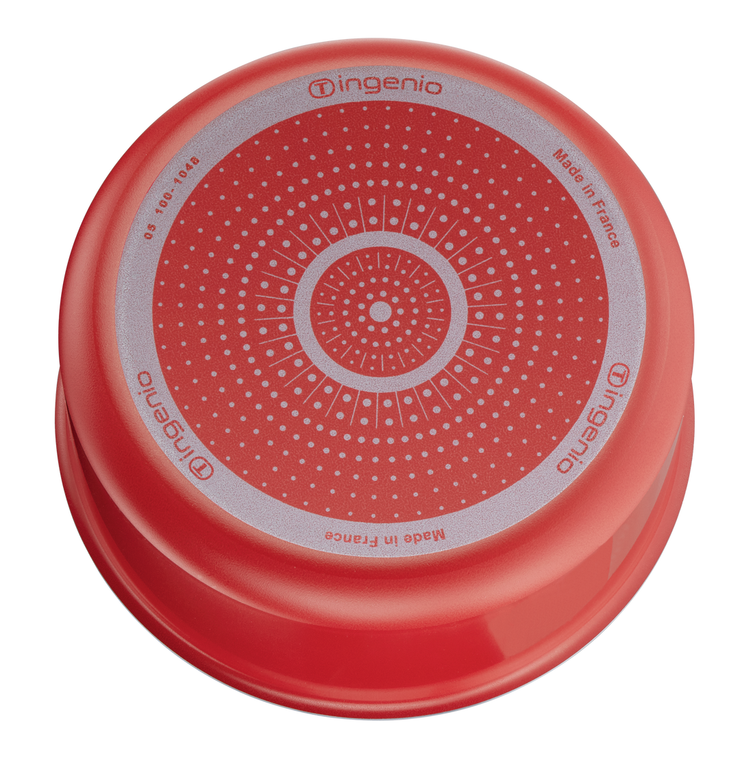 BATTERIE DE CUISINE 9P INGENIO EASY C&amp;C ROUGE L1529202 TEFAL ( Set 3 P22/24/26 cm + 2 C16/20 cm + 1poignée amovible + 3 Ustensiles)