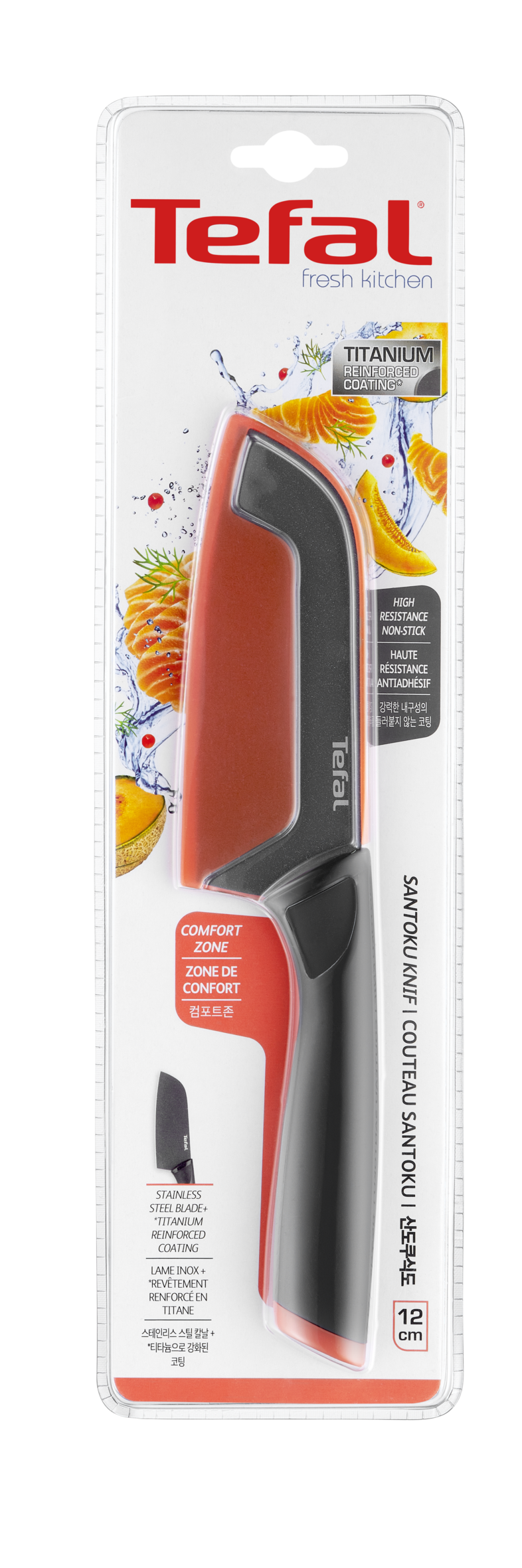 COUTEAU SANTOKU 12CM+COUV FRESH KITCHEN K1220104 TEFAL