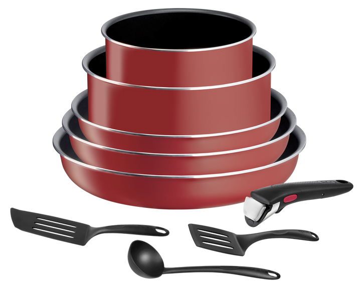 BATTERIE DE CUISINE 9P INGENIO EASY C&amp;C ROUGE L1529202 Tefal