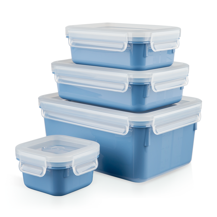 SET DE 4 BOITES ALIMENTAIRES RECTANGULAIRES MASTERSEAL 0,2/0,55/0,80/2,2L BLEU N1030810 Tefal