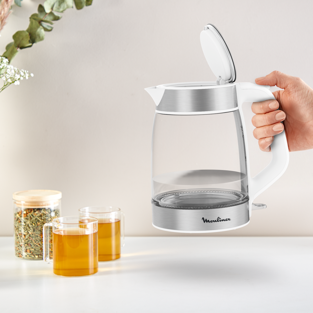 BOUILLOIRE EN VERRE 1,7L 2200W BLC/SILVER BY6R5130 Moulinex