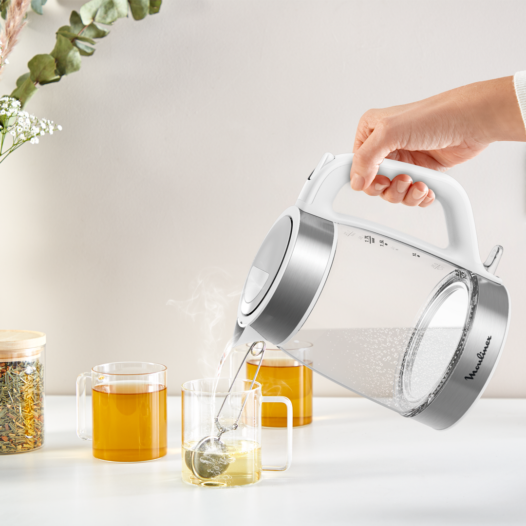 BOUILLOIRE EN VERRE 1,7L 2200W BLC/SILVER BY6R5130 Moulinex
