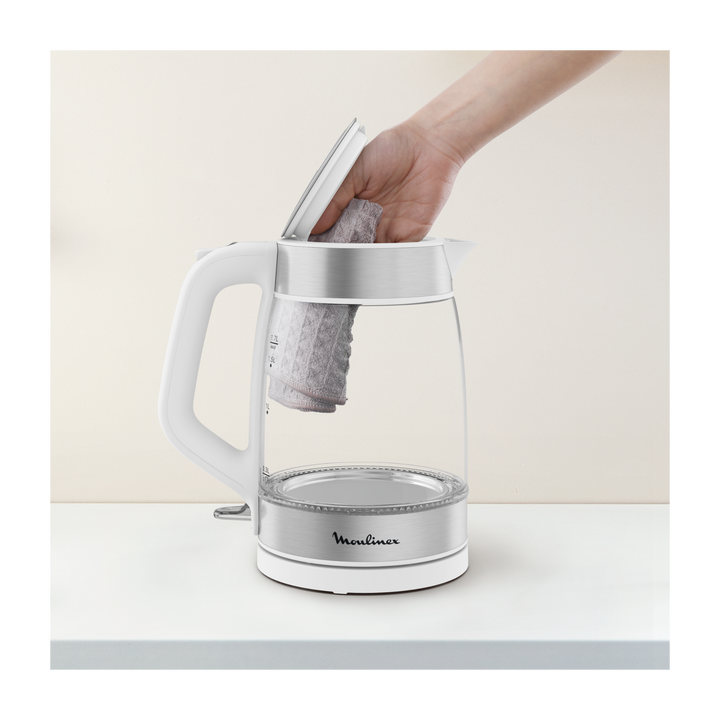 BOUILLOIRE EN VERRE 1,7L 2200W BLC/SILVER BY6R5130 Moulinex