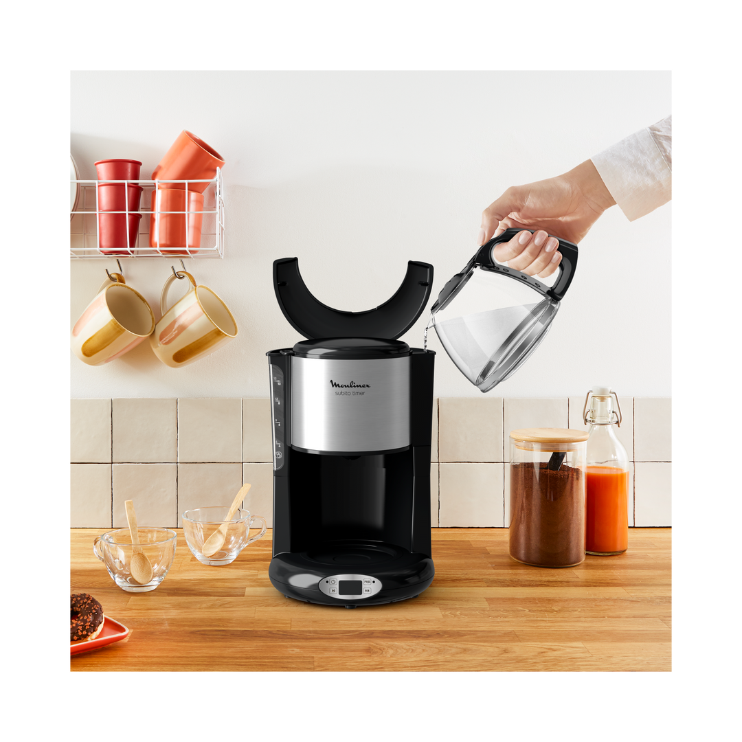 CAFETIERE FILTRE SUBITO PROGRAMMABLE 10-15 TASSES 1000W  NOIR/SILVER FG362810 Moulinex