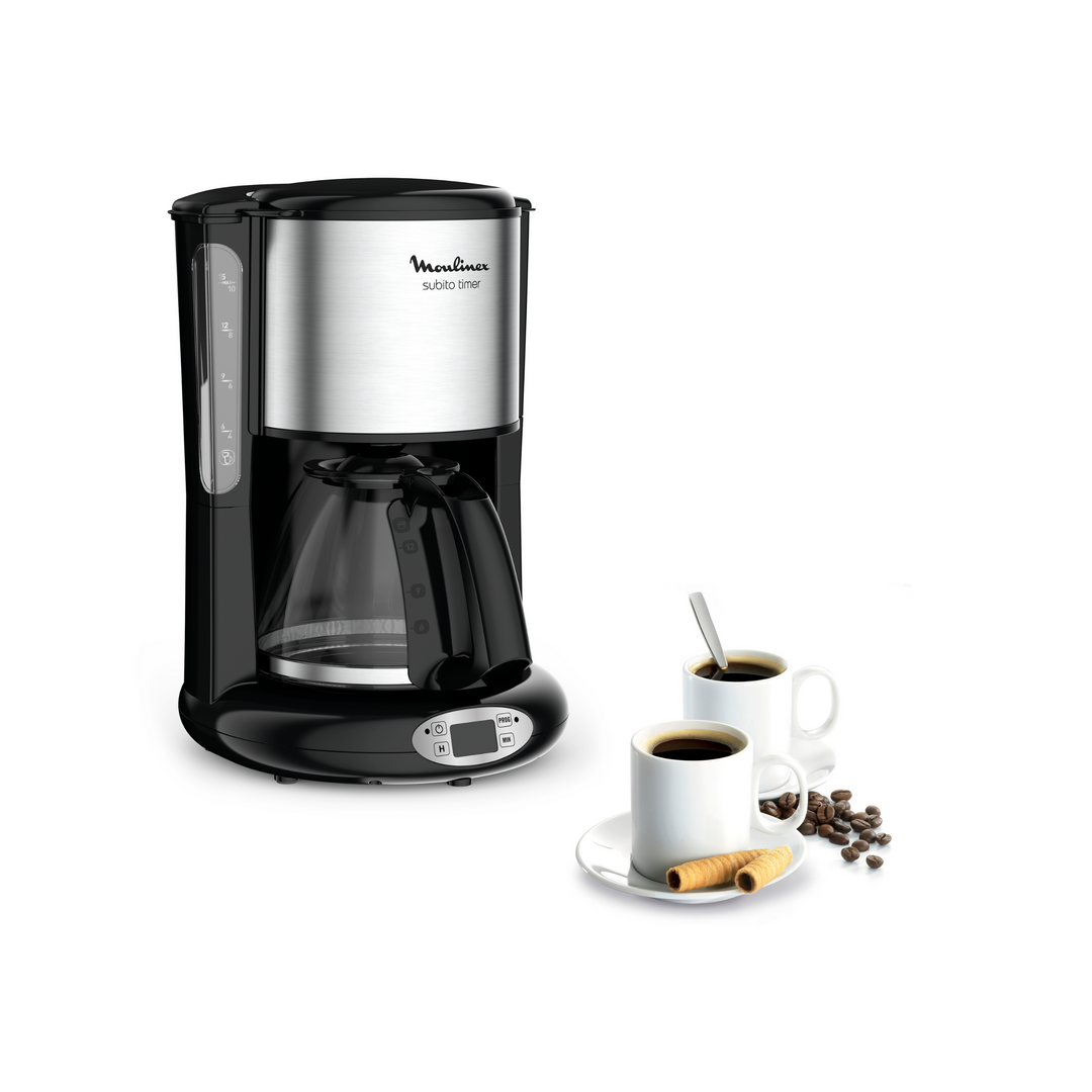 CAFETIERE FILTRE SUBITO PROGRAMMABLE 10-15 TASSES 1000W  NOIR/SILVER FG362810 Moulinex