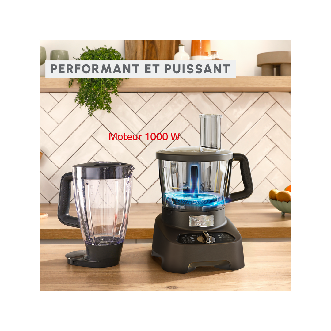 ROBOT DOUBLE FORCE BOL EN PLASTIQUE 3L 1000W 10ACC 31 FONCTIONS SILVER FP825E10 Moulinex