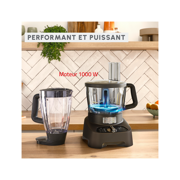 ROBOT DOUBLE FORCE BOL EN PLASTIQUE 3L 1000W 10ACC 31 FONCTIONS SILVER FP825E10 Moulinex