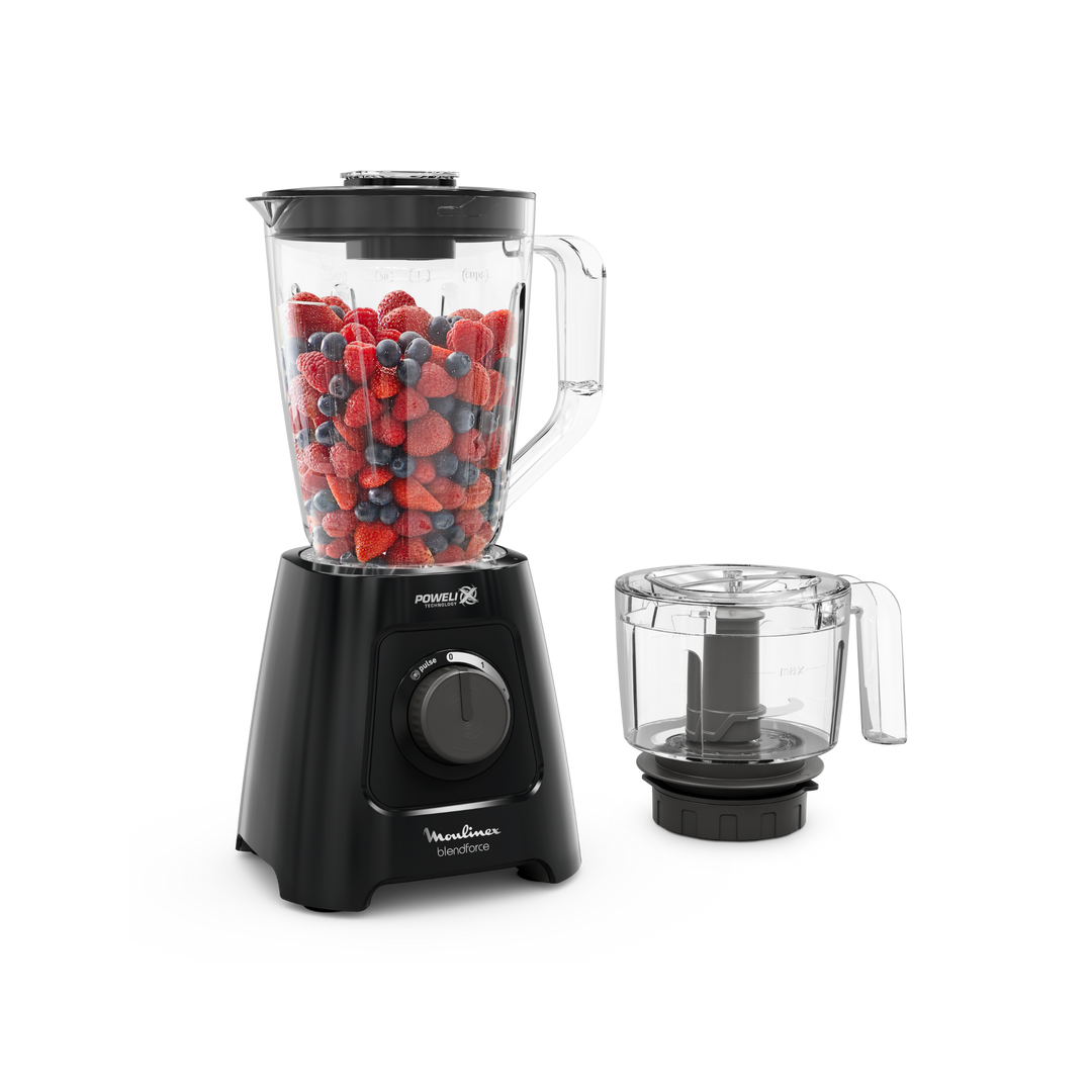 BLENDER BOL EN PLASTIQUE 2L 600W 2V+CHOPPER XL NOIR LM42X8M2 Moulinex