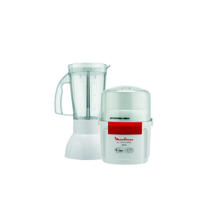 PACK MOULINETTE BOL EN PLASTIQUE 0,25L &amp; BLENDER 1,25L 800W BLANC AR680120 Moulinex