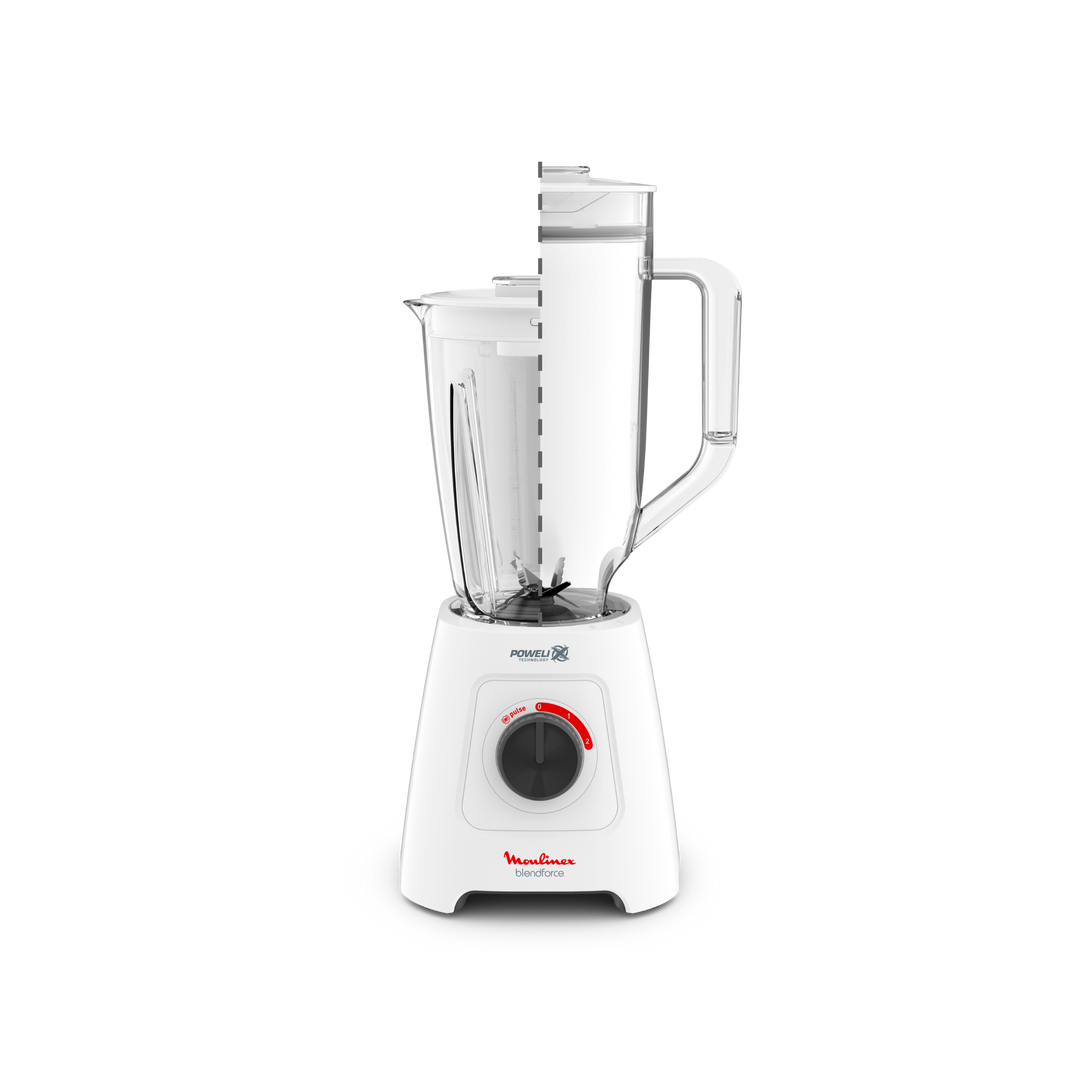 BLENDER XXL BOL EN PLASTIQUE 2,8L 600W 2V 2ACC BLANC LM458110  Moulinex