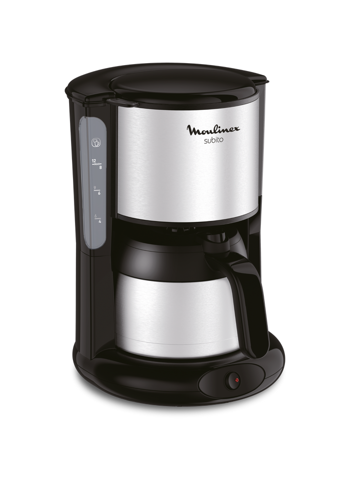 CAFETIERE FILTRE  BOUTEILLE ISOTHERME SUBITO 8-12TASSES 800W NOIR/SILVER FT360811 Moulinex