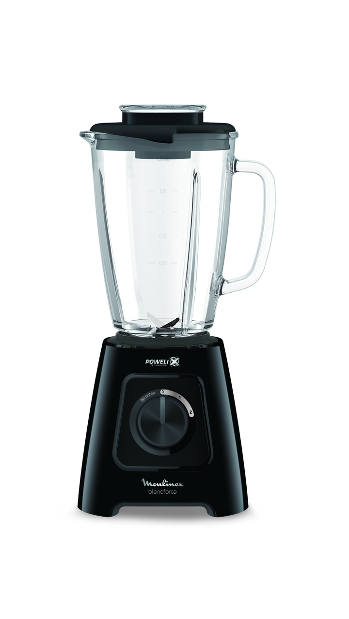 BLENDER BOL EN PLASTIQUE 2L 600W 2V 1ACC + BOL EN VERRE GRATUIT NOIR LM42R810 Moulinex