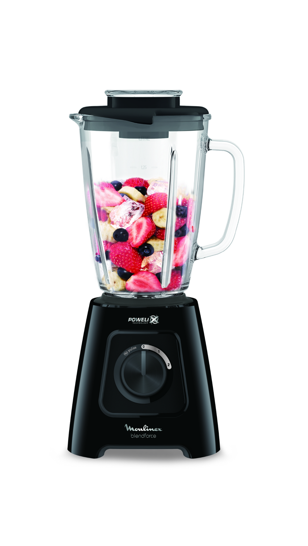 BLENDER BOL EN PLASTIQUE 2L 600W 2V 1ACC + BOL EN VERRE GRATUIT NOIR LM42R810 Moulinex