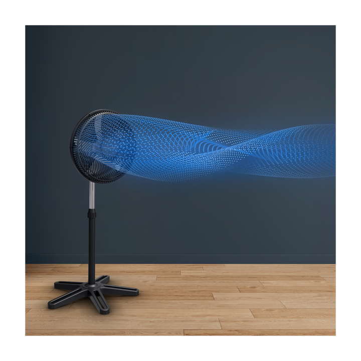 VENTILATEUR SUR PIED TURBO ESSENTIAL 3 VITESSES NOIR VU3110F3 Rowenta