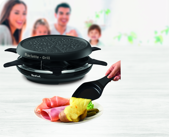RACLETTE COLORMANIA 850W GRILL PLANCHA 6 COUPELLES ROUGE RE12A512 Tefal