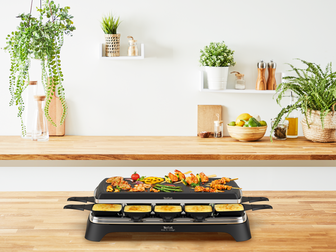 RACLETTE PIERRADE GRILL INOX 1350W 10 COUPELLES  3EN1 RE45A812 Tefal