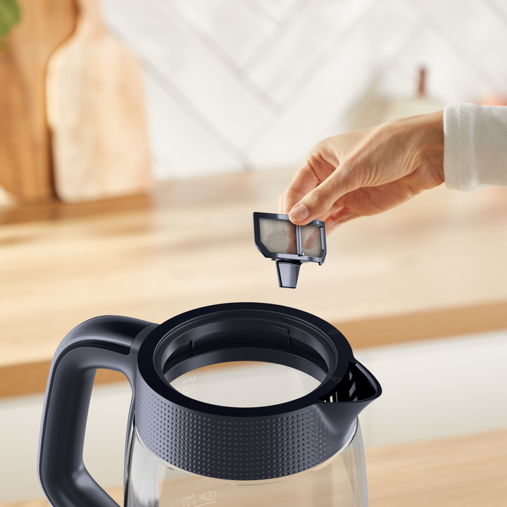 BOUILLOIRE EN VERRE MORNING 1,7L 2000W NOIRE BY2G08E0 Moulinex