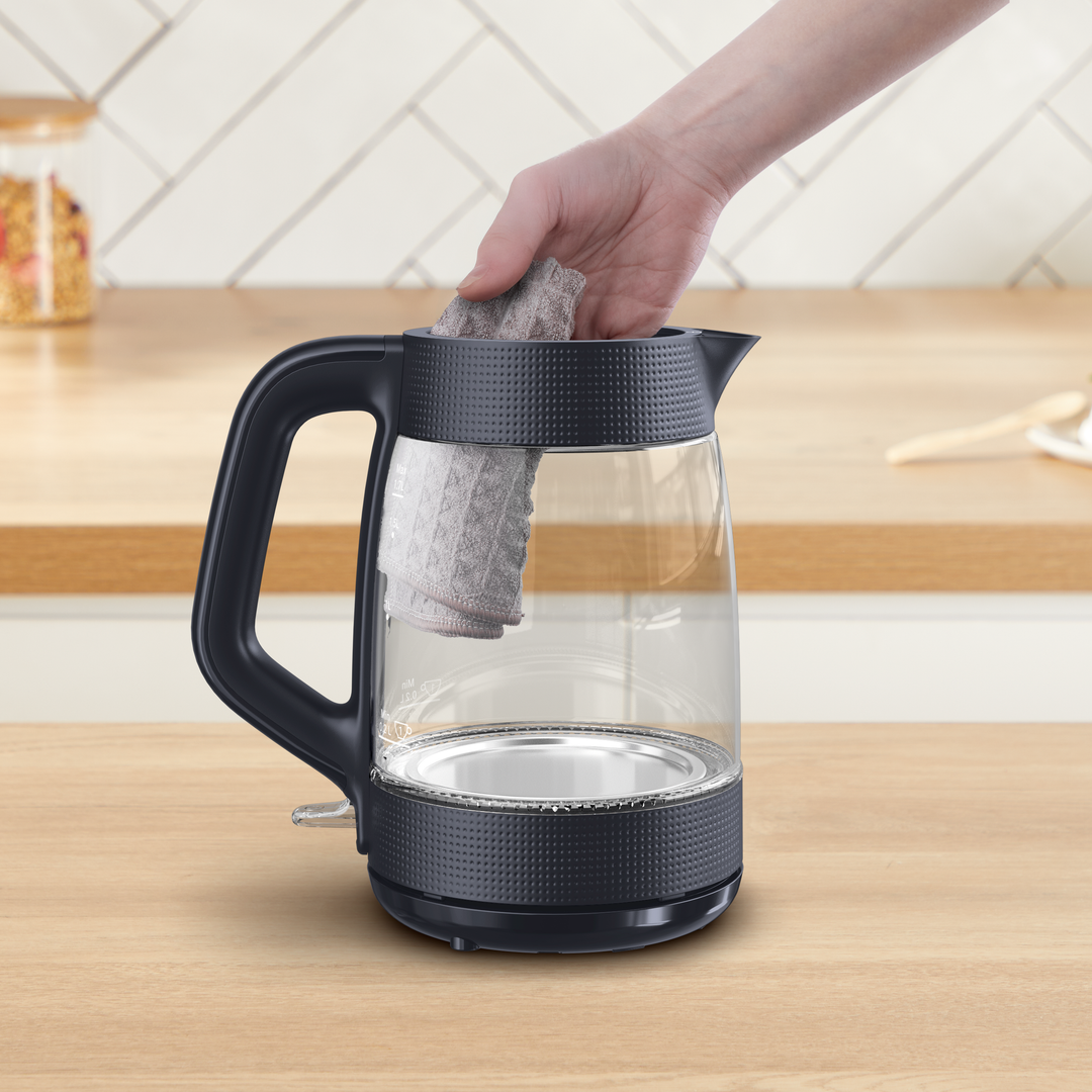 BOUILLOIRE EN VERRE MORNING 1,7L 2000W NOIRE BY2G08E0 Moulinex