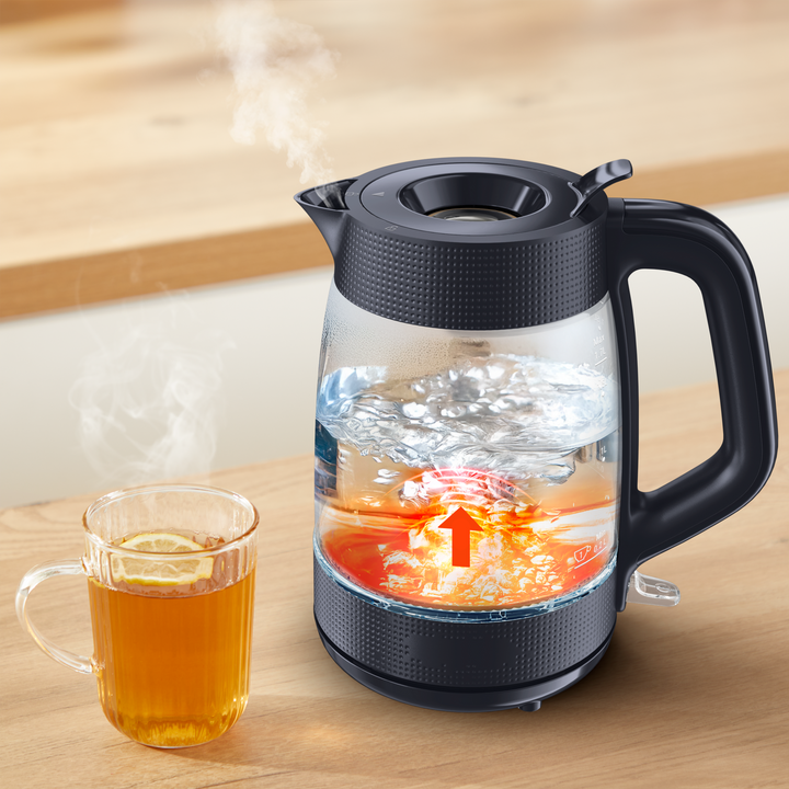 BOUILLOIRE EN VERRE MORNING 1,7L 2000W NOIRE BY2G08E0 Moulinex
