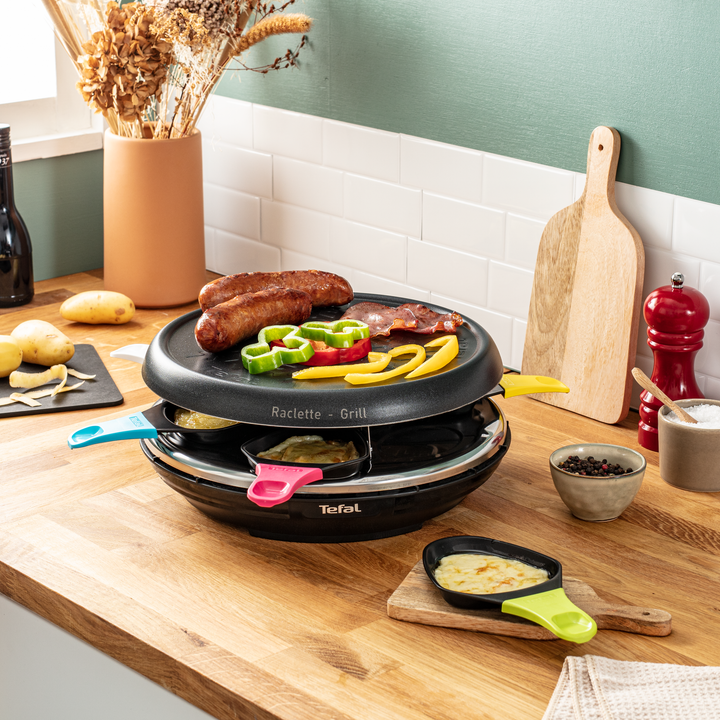 RACLETTE COLORMANIA 850W GRILL PLANCHA 6 COUPELLES ROUGE RE12A512 Tefal