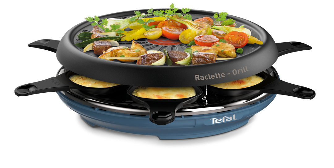 RACLETTE COLORMANIA 850W GRILL PLANCHA 6 COUPELLES ROUGE RE12A512 Tefal