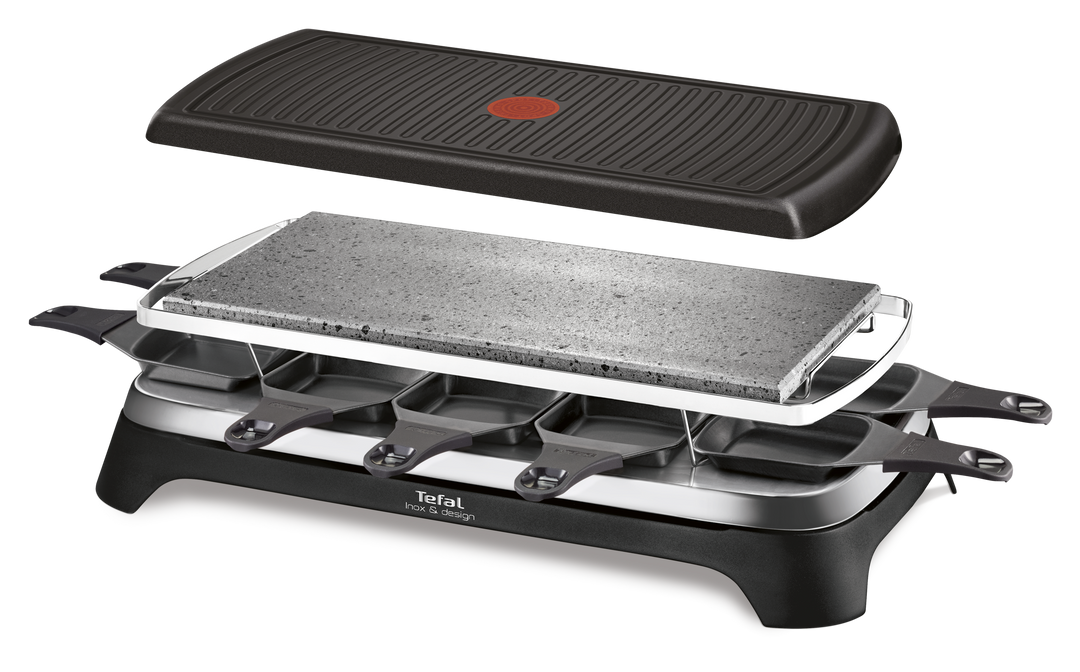 RACLETTE PIERRADE GRILL INOX 1350W 10 COUPELLES  3EN1 RE45A812 Tefal