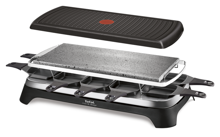 RACLETTE PIERRADE GRILL INOX 1350W 10 COUPELLES  3EN1 RE45A812 Tefal