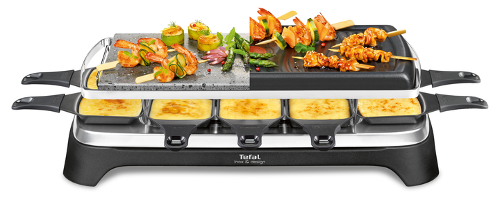 RACLETTE PIERRADE GRILL INOX 1350W 10 COUPELLES  3EN1 RE45A812 Tefal