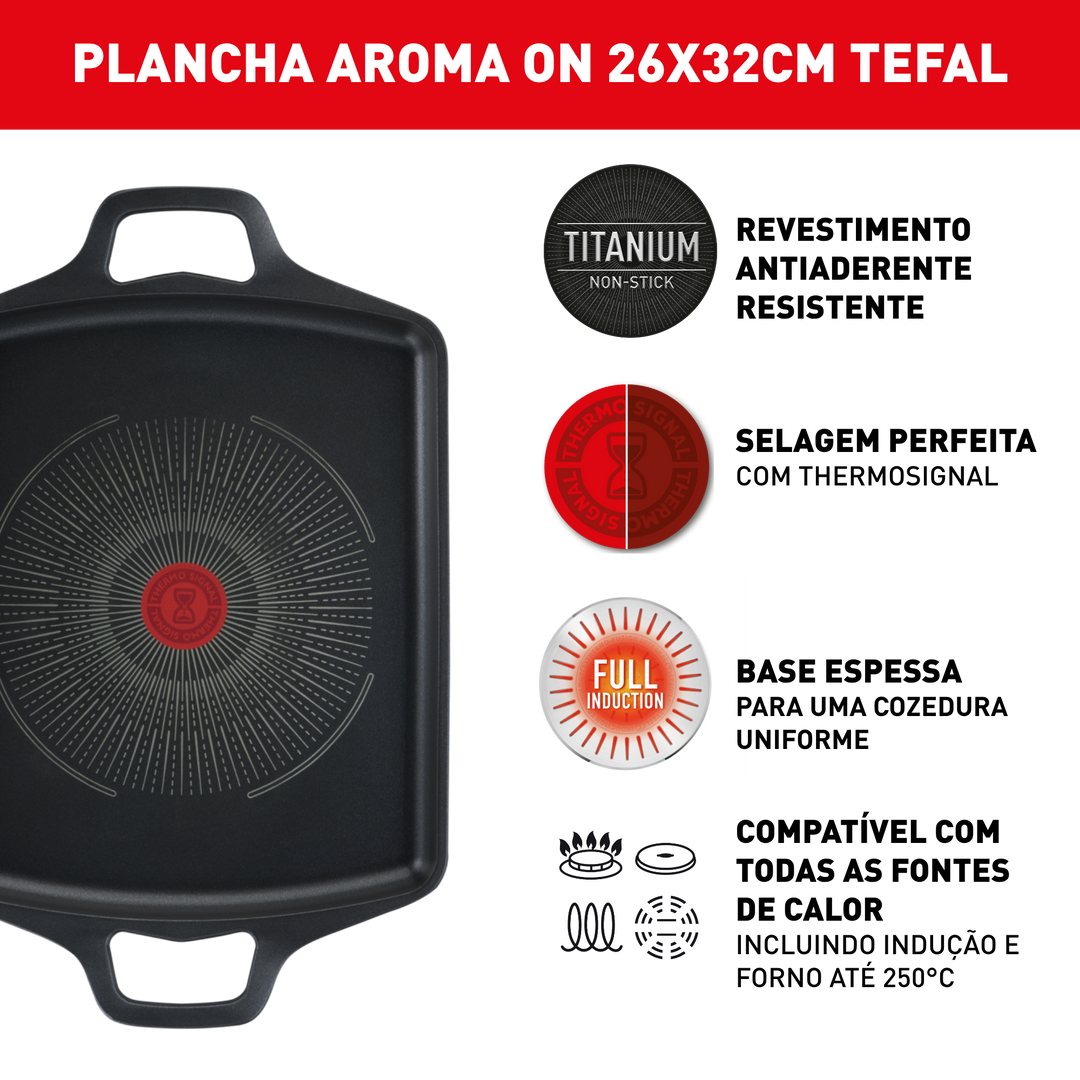 POELE PLANCHA 26*32CM ROBUSTO NOIR E2499844 Tefal