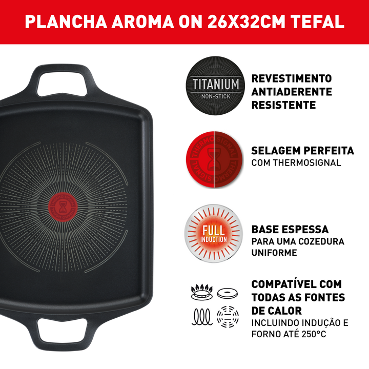 POELE PLANCHA 26*32CM ROBUSTO NOIR E2499844 Tefal