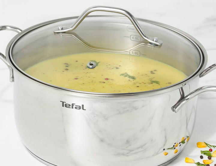 FAITOUT INOX NR 20CM+COUV EN VERRE INTUITION B8644474 Tefal