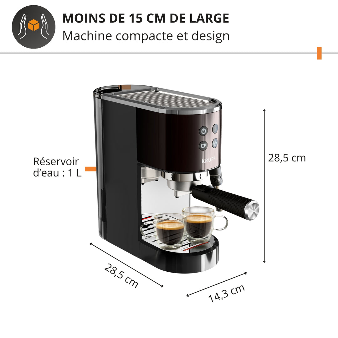 ESPRESSO STEAM&amp;PUMP VIRTUOSO+15BARS 1350W SILVER/NOIR XP444G10 Krups