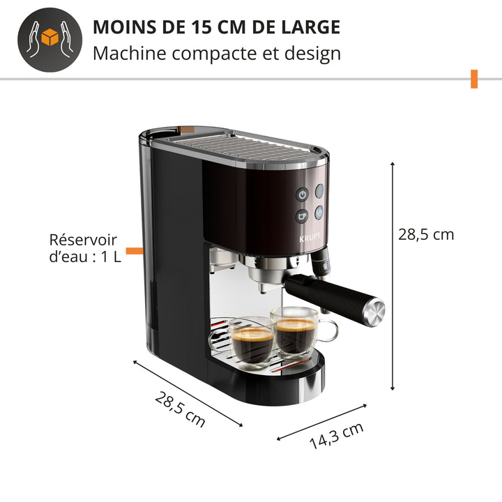ESPRESSO STEAM&amp;PUMP VIRTUOSO+15BARS 1350W SILVER/NOIR XP444G10 Krups