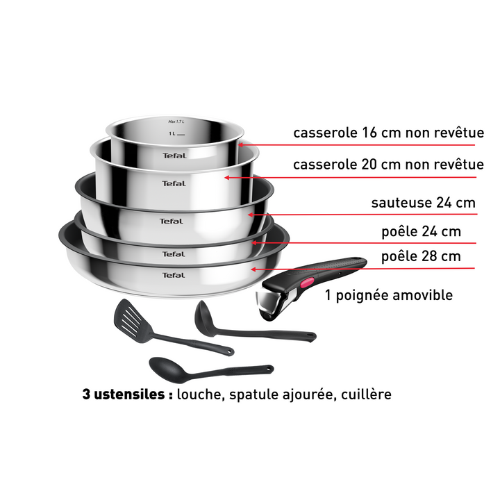 BATTERIE DE CUISINE INGENIO 9PCS COOK EAT L881S904 Tefal