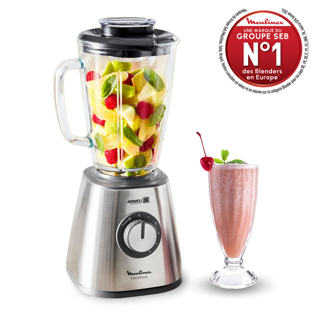 BLENDER BOL EN VERRE 1,75L 800W 5V SILVER LM439D10 Moulinex